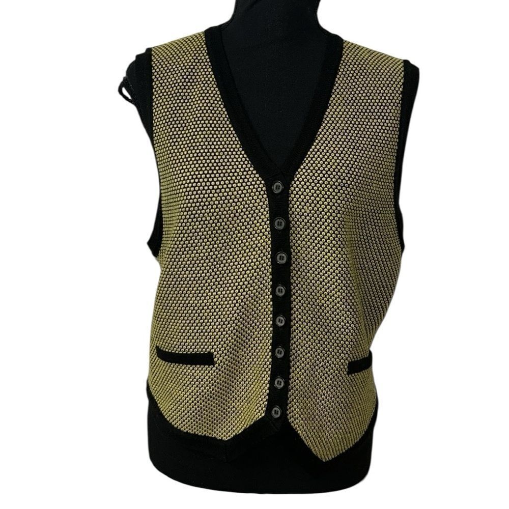 Mondi Vintage Black & Yellow Wool Blend Vest(Size 40)